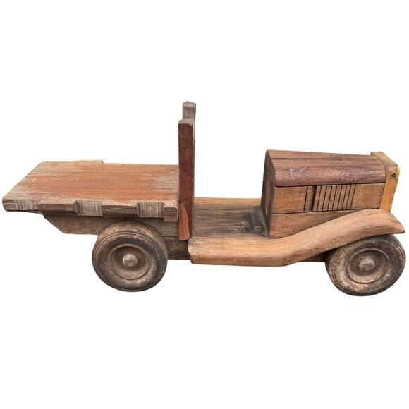 Vintage Handmade Wooden Toy Truck Rustic Car Collectible Decor 13.5" - Picture 2 of 10